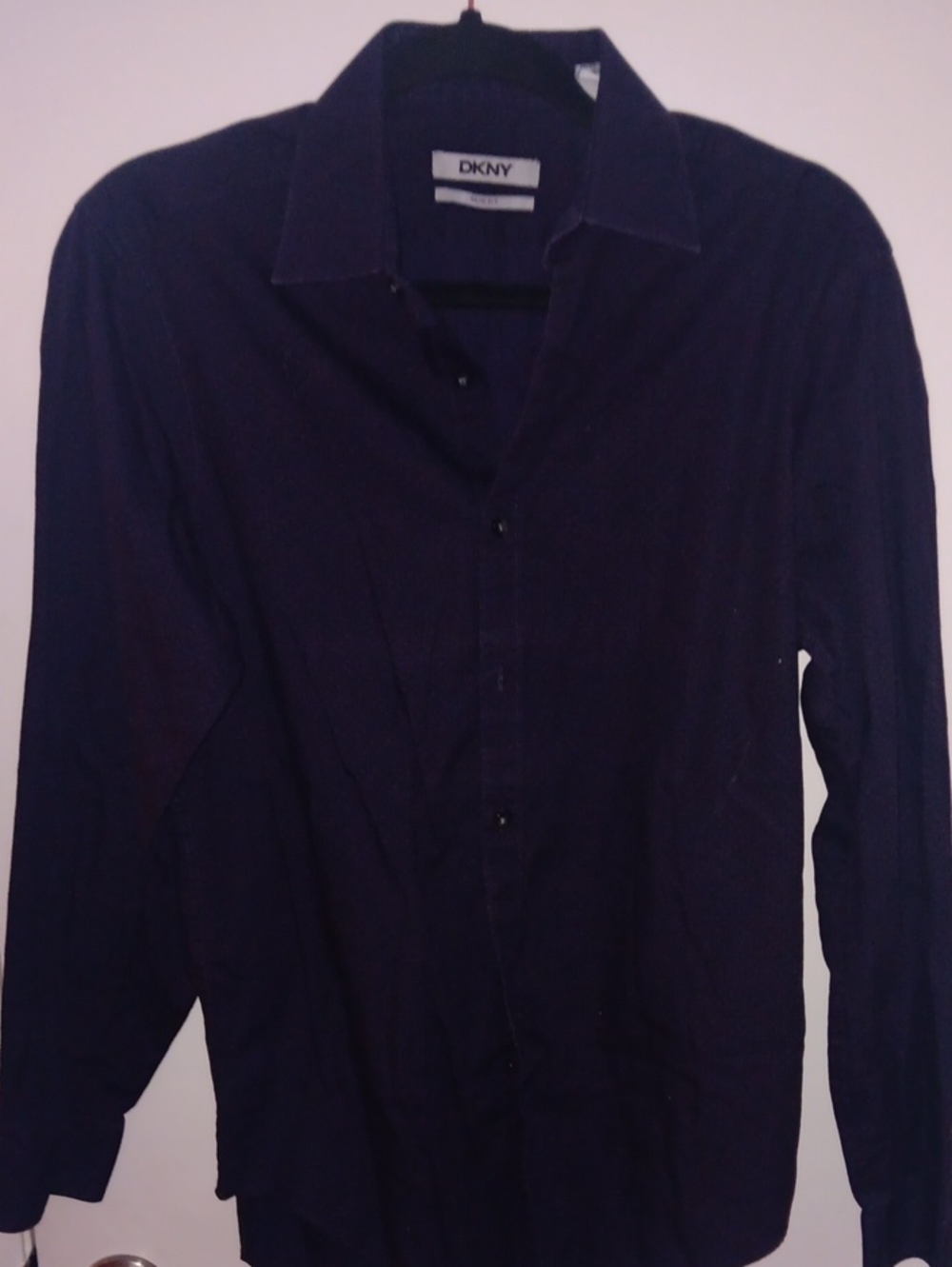 DKNY Men's Dark Navy Long-Sleeve Button-Up Shirt